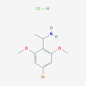 molecular formula C10H15BrClNO2 B2362766 1-(4-Bromo-2,6-dimethoxyphenyl)ethanamine;hydrochloride CAS No. 2375274-38-5
