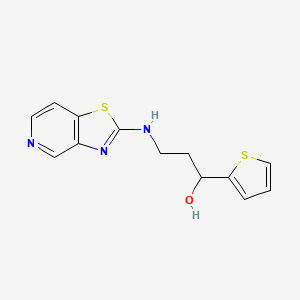 molecular formula C13H13N3OS2 B2362771 3-([1,3]Thiazolo[4,5-c]pyridin-2-ylamino)-1-thiophen-2-ylpropan-1-ol CAS No. 2380184-79-0