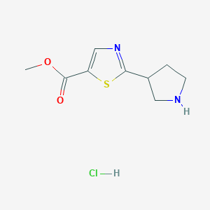molecular formula C9H13ClN2O2S B2362779 盐酸甲基 2-(吡咯烷-3-基)噻唑-5-羧酸酯 CAS No. 2137717-09-8