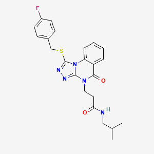 molecular formula C23H24FN5O2S B2362782 3-(1-((4-fluorobenzyl)thio)-5-oxo-[1,2,4]triazolo[4,3-a]quinazolin-4(5H)-yl)-N-isobutylpropanamide CAS No. 1112371-91-1