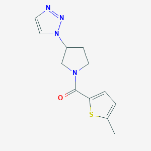 molecular formula C12H14N4OS B2362785 (3-(1H-1,2,3-triazol-1-yl)pyrrolidin-1-yl)(5-methylthiophen-2-yl)methanone CAS No. 1798637-75-8