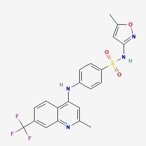 molecular formula C21H17F3N4O3S B2362786 [(4-{[2-metil-7-(trifluorometil)(4-quinolyl)]amino}fenil)sulfonil]amina (5-metilisoxazol-3-il) CAS No. 882253-03-4