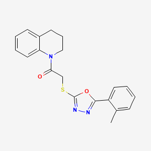 molecular formula C20H19N3O2S B2362790 1-(3,4-Dihydro-2H-quinolin-1-yl)-2-(5-o-tolyl-[1,3,4]oxadiazol-2-ylsulfanyl)-ethanone CAS No. 332357-73-0