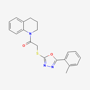 molecular formula C20H19N3O2S B2362790 1-(3,4-二氢-2H-喹啉-1-基)-2-(5-邻甲苯基-[1,3,4]恶二唑-2-基硫代)-乙酮 CAS No. 332357-73-0