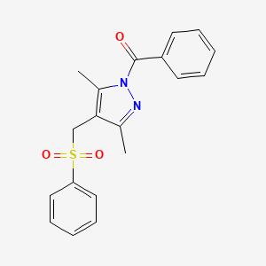 molecular formula C19H18N2O3S B2362795 1-benzoyl-4-[(benzenesulfonyl)methyl]-3,5-dimethyl-1H-pyrazole CAS No. 321574-44-1