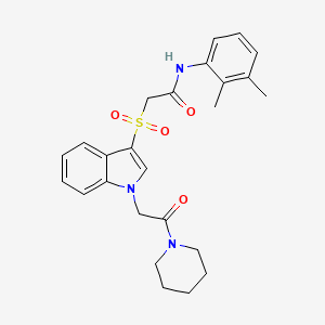 molecular formula C25H29N3O4S B2362815 N-(2,3-二甲基苯基)-2-((1-(2-氧代-2-(哌啶-1-基)乙基)-1H-吲哚-3-基)磺酰)乙酰胺 CAS No. 878058-59-4