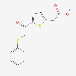 molecular formula C14H12O3S2 B2362822 2-{5-[2-(Phenylthio)acetyl]-2-thienyl}acetic acid CAS No. 519056-52-1; 882284-72-2