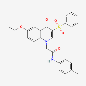 molecular formula C26H24N2O5S B2362824 2-(6-ethoxy-4-oxo-3-(phenylsulfonyl)quinolin-1(4H)-yl)-N-(p-tolyl)acetamide CAS No. 902584-54-7
