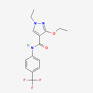 molecular formula C15H16F3N3O2 B2362842 3-ethoxy-1-ethyl-N-(4-(trifluoromethyl)phenyl)-1H-pyrazole-4-carboxamide CAS No. 1014028-00-2