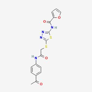 molecular formula C17H14N4O4S2 B2362856 N-[5-[2-(4-acetylanilino)-2-oxoethyl]sulfanyl-1,3,4-thiadiazol-2-yl]furan-2-carboxamide CAS No. 893351-17-2