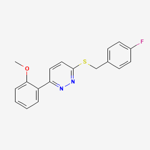 molecular formula C18H15FN2OS B2362865 3-((4-Fluorobenzyl)thio)-6-(2-methoxyphenyl)pyridazine CAS No. 896044-49-8