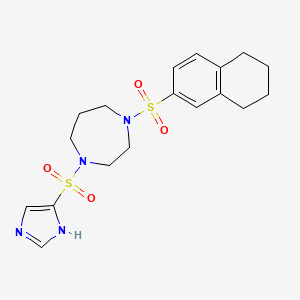 molecular formula C18H24N4O4S2 B2362866 1-((1H-imidazol-4-yl)sulfonyl)-4-((5,6,7,8-tetrahydronaphthalen-2-yl)sulfonyl)-1,4-diazepane CAS No. 1903693-70-8