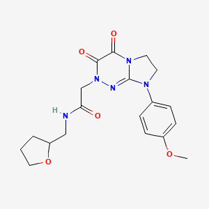 molecular formula C19H23N5O5 B2362869 2-[8-(4-甲氧基苯基)-3,4-二氧代-6,7-二氢咪唑并[2,1-c][1,2,4]三嗪-2-基]-N-(氧杂环丁烷-2-基甲基)乙酰胺 CAS No. 941995-94-4