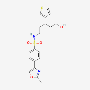 molecular formula C19H22N2O4S2 B2362872 N-(5-hydroxy-3-(thiophen-3-yl)pentyl)-4-(2-methyloxazol-4-yl)benzenesulfonamide CAS No. 2034614-24-7