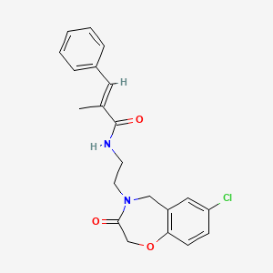 (E)-N-(2-(7-chloro-3-oxo-2,3-dihydrobenzo[f][1,4]oxazepin-4(5H)-yl)ethyl)-2-methyl-3-phenylacrylamide