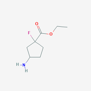 molecular formula C8H14FNO2 B2362885 Ethyl 3-amino-1-fluorocyclopentane-1-carboxylate CAS No. 2248284-41-3