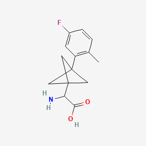 molecular formula C14H16FNO2 B2362887 2-Amino-2-[3-(5-fluoro-2-methylphenyl)-1-bicyclo[1.1.1]pentanyl]acetic acid CAS No. 2287262-30-8