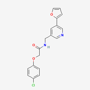 molecular formula C18H15ClN2O3 B2362894 2-(4-chlorophenoxy)-N-((5-(furan-2-yl)pyridin-3-yl)methyl)acetamide CAS No. 2034518-56-2