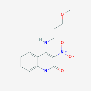 molecular formula C14H17N3O4 B2362898 4-((3-甲氧基丙基)氨基)-1-甲基-3-硝基喹啉-2(1H)-酮 CAS No. 874463-37-3