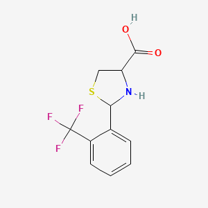 molecular formula C11H10F3NO2S B2362903 2-[2-(trifluoromethyl)phenyl]-1,3-thiazolidine-4-carboxylic Acid CAS No. 342406-21-7