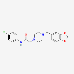 molecular formula C20H22ClN3O3 B2362908 2-(4-Benzo[1,3]dioxol-5-ylmethyl-piperazin-1-yl)-N-(4-chloro-phenyl)-acetamide CAS No. 333758-61-5