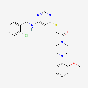 molecular formula C24H26ClN5O2S B2362912 2-((6-((2-Chlorobenzyl)amino)pyrimidin-4-yl)thio)-1-(4-(2-methoxyphenyl)piperazin-1-yl)ethanone CAS No. 1189995-20-7