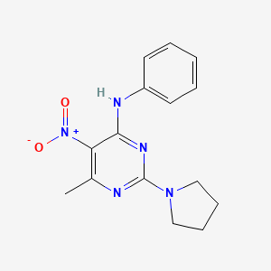 6-methyl-5-nitro-N-phenyl-2-(pyrrolidin-1-yl)pyrimidin-4-amine