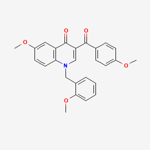 molecular formula C26H23NO5 B2362937 6-methoxy-3-(4-methoxybenzoyl)-1-(2-methoxybenzyl)quinolin-4(1H)-one CAS No. 904433-81-4