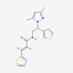 (E)-N-(2-(3,5-dimethyl-1H-pyrazol-1-yl)-2-(thiophen-3-yl)ethyl)-3-(thiophen-2-yl)acrylamide