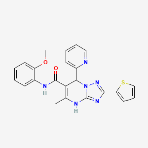 molecular formula C23H20N6O2S B2362947 N-(2-methoxyphenyl)-5-methyl-7-(pyridin-2-yl)-2-(thiophen-2-yl)-4,7-dihydro-[1,2,4]triazolo[1,5-a]pyrimidine-6-carboxamide CAS No. 540505-91-7