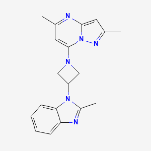 molecular formula C19H20N6 B2362951 2,5-Dimethyl-7-[3-(2-methylbenzimidazol-1-yl)azetidin-1-yl]pyrazolo[1,5-a]pyrimidine CAS No. 2380193-30-4