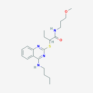 molecular formula C20H30N4O2S B2362960 2-[4-(butylamino)quinazolin-2-yl]sulfanyl-N-(3-methoxypropyl)butanamide CAS No. 422532-71-6