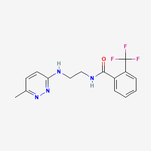 molecular formula C15H15F3N4O B2362963 N-(2-((6-methylpyridazin-3-yl)amino)ethyl)-2-(trifluoromethyl)benzamide CAS No. 1207028-72-5