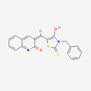 molecular formula C20H14N2O2S2 B2362966 (Z)-3-benzyl-5-((2-oxo-1,2-dihydroquinolin-3-yl)methylene)-2-thioxothiazolidin-4-one CAS No. 329923-32-2