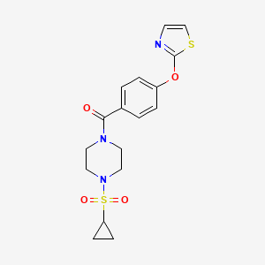 molecular formula C17H19N3O4S2 B2362968 (4-(Cyclopropylsulfonyl)piperazin-1-yl)(4-(thiazol-2-yloxy)phenyl)methanone CAS No. 2034322-76-2