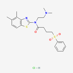 molecular formula C23H30ClN3O3S2 B2362974 N-(2-(dimethylamino)ethyl)-N-(4,5-dimethylbenzo[d]thiazol-2-yl)-4-(phenylsulfonyl)butanamide hydrochloride CAS No. 1216562-46-7