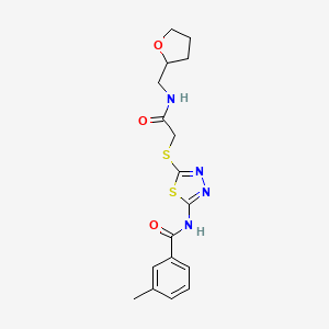 molecular formula C17H20N4O3S2 B2362975 3-methyl-N-(5-((2-oxo-2-(((tetrahydrofuran-2-yl)methyl)amino)ethyl)thio)-1,3,4-thiadiazol-2-yl)benzamide CAS No. 868973-09-5