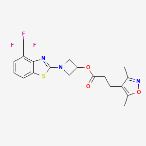 molecular formula C19H18F3N3O3S B2362976 1-(4-(Trifluoromethyl)benzo[d]thiazol-2-yl)azetidin-3-yl 3-(3,5-dimethylisoxazol-4-yl)propanoate CAS No. 1396844-51-1