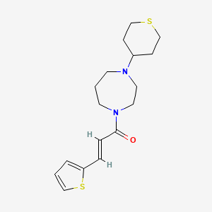 (E)-1-(4-(tetrahydro-2H-thiopyran-4-yl)-1,4-diazepan-1-yl)-3-(thiophen-2-yl)prop-2-en-1-one