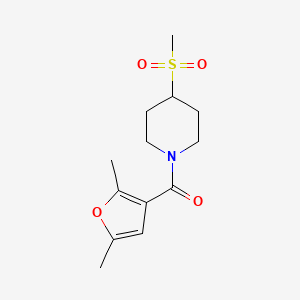 molecular formula C13H19NO4S B2363005 (2,5-二甲基呋喃-3-基)(4-(甲磺酰)哌啶-1-基)甲酮 CAS No. 1705771-23-8