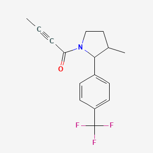 molecular formula C16H16F3NO B2363012 1-[3-Methyl-2-[4-(trifluoromethyl)phenyl]pyrrolidin-1-yl]but-2-yn-1-one CAS No. 1935782-47-0