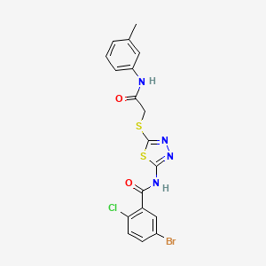 molecular formula C18H14BrClN4O2S2 B2363017 5-bromo-2-chloro-N-(5-((2-oxo-2-(m-tolylamino)ethyl)thio)-1,3,4-thiadiazol-2-yl)benzamide CAS No. 391869-13-9