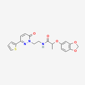 molecular formula C20H19N3O5S B2363031 2-(benzo[d][1,3]dioxol-5-yloxy)-N-(2-(6-oxo-3-(thiophen-2-yl)pyridazin-1(6H)-yl)ethyl)propanamide CAS No. 1049174-32-4