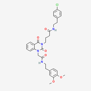molecular formula C32H35ClN4O6 B2363041 N-[2-(4-chlorophenyl)ethyl]-4-[1-(2-{[2-(3,4-dimethoxyphenyl)ethyl]amino}-2-oxoethyl)-2,4-dioxo-1,4-dihydroquinazolin-3(2H)-yl]butanamide CAS No. 899921-27-8