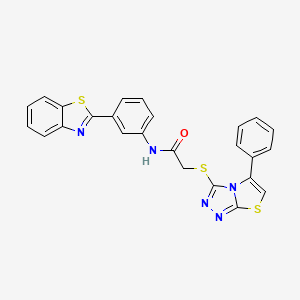 molecular formula C25H17N5OS3 B2363043 N-(3-(benzo[d]thiazol-2-yl)phenyl)-2-((5-phenylthiazolo[2,3-c][1,2,4]triazol-3-yl)thio)acetamide CAS No. 671199-57-8