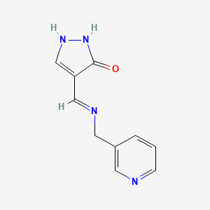 molecular formula C10H10N4O B2363049 4-{[(3-pyridinylmethyl)amino]methylene}-2,4-dihydro-3H-pyrazol-3-one CAS No. 338975-74-9