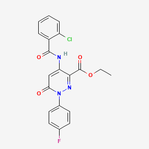 molecular formula C20H15ClFN3O4 B2363056 Ethyl 4-(2-chlorobenzamido)-1-(4-fluorophenyl)-6-oxo-1,6-dihydropyridazine-3-carboxylate CAS No. 946312-88-5