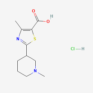 molecular formula C11H17ClN2O2S B2363059 4-Methyl-2-(1-methylpiperidin-3-yl)-1,3-thiazole-5-carboxylic acid;hydrochloride CAS No. 2260936-03-4