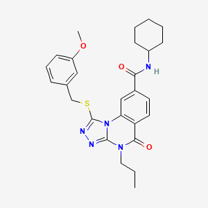 N-cyclohexyl-1-((3-methoxybenzyl)thio)-5-oxo-4-propyl-4,5-dihydro-[1,2,4]triazolo[4,3-a]quinazoline-8-carboxamide