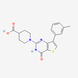 molecular formula C19H19N3O3S B2363069 1-[7-(3-Methylphenyl)-4-oxo-3,4-dihydrothieno[3,2-d]pyrimidin-2-yl]piperidine-4-carboxylic acid CAS No. 1710202-90-6